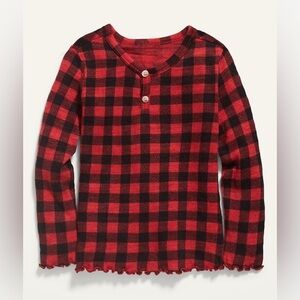 🍁 Old Navy Red & Black Plaid Ruffle Hem Shirt – Toddler Girl 5T Fall Favorite! 🍂